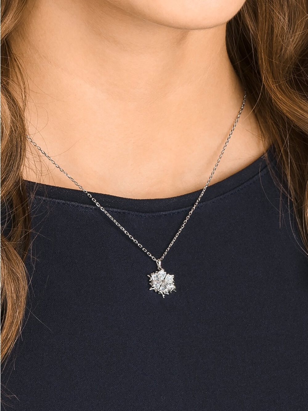 Swarovski Magic Pendant, Snowflake, White, Rhodium Plated